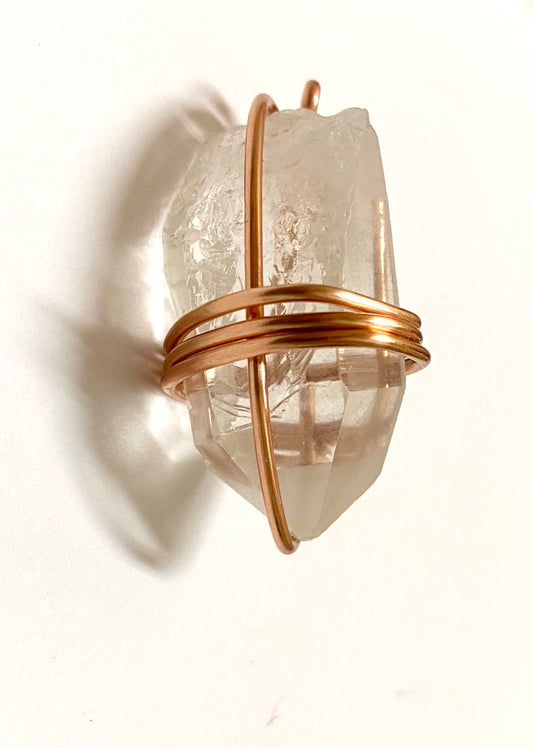 Quartz (Arkansas clear quartz) Necklace Wrapped in Copper